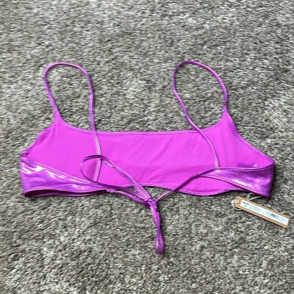 NWT SKIMS METALLIC SWIM TOP IN DRAGONFRUIT Sz XL